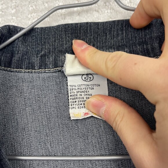 Y2K 725 Originals Dark Blue Denim Moto Cafe Racer Jacket Military Wom Sz S 2000s - Picture 6 of 13